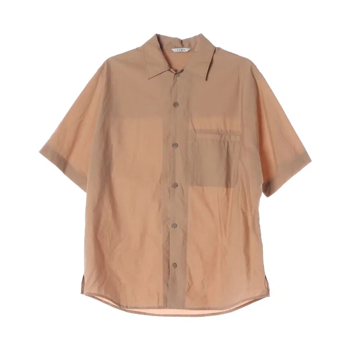 TIME 22 SS リネン コットン ポケット 半袖 シャツ ベージュ L