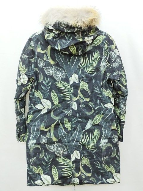 P 095 秋冬 nobis ノビス ダウンコート S グリーン系 総柄 ROMEDA レディース