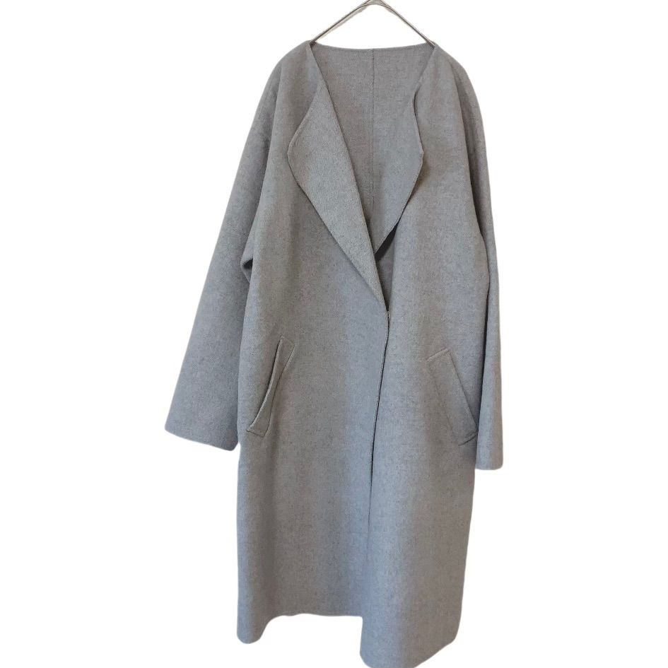 【上質】BOSCH ウールリバーコート ロング グレージュ 定価7,9万 美品 z1626 【美品】BOSCH ボッシュ ウールリバーコート ロング グレー