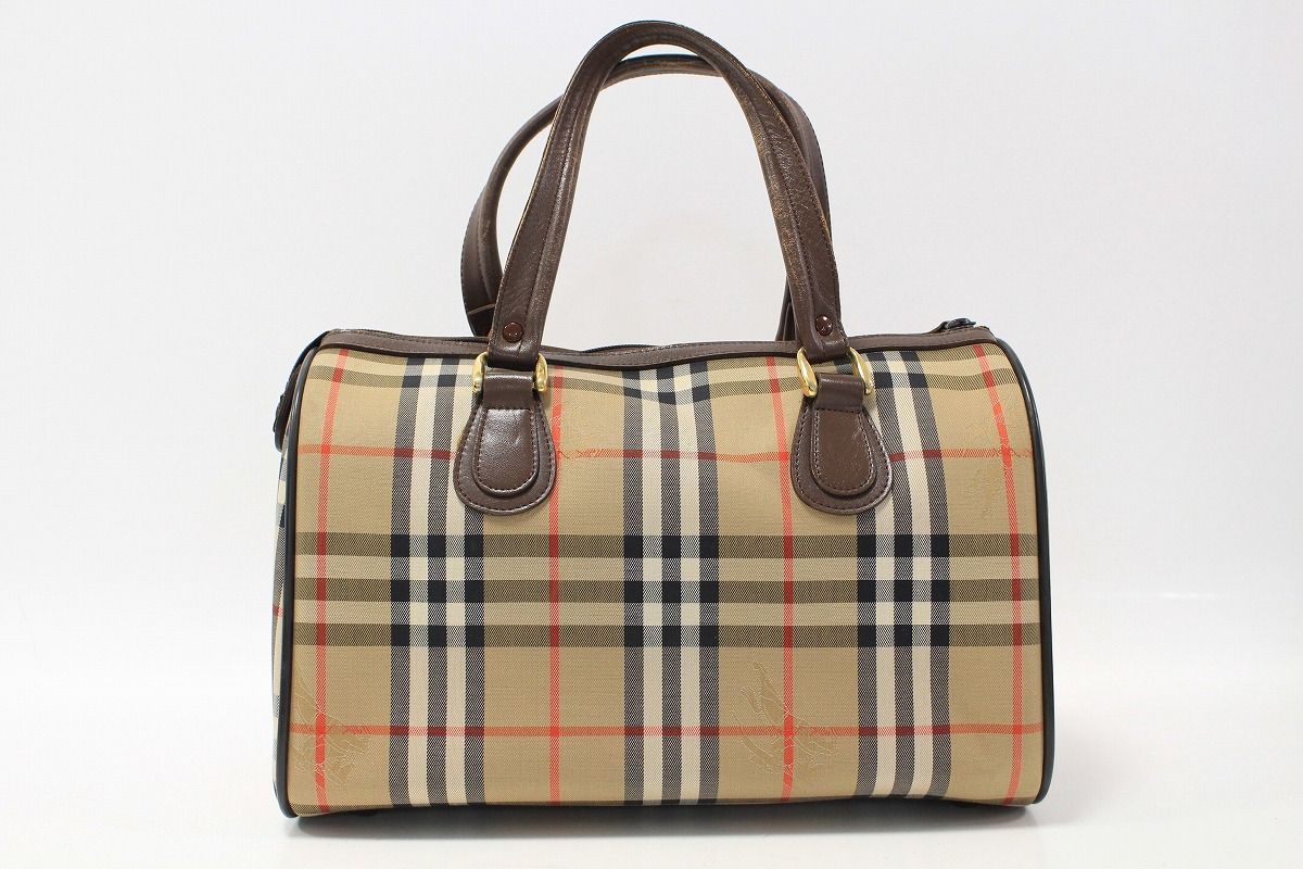 バーバリー ノバチェック ボストンバッグ ベージュ 12-M 120 1 100