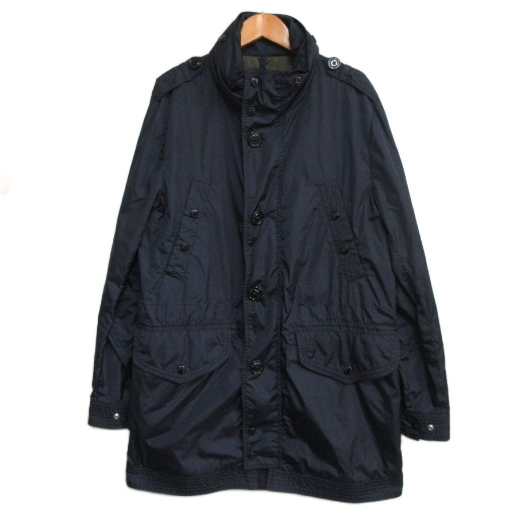 【中古】モンクレール MONCLER 美品 ARROS ARSAN ナイロン ステンカラーコート スプリングコート ネイビー 1 ■MNK2 モンクレール MONCLER 美品 ARROS ARSAN ナイロン ステンカラーコート