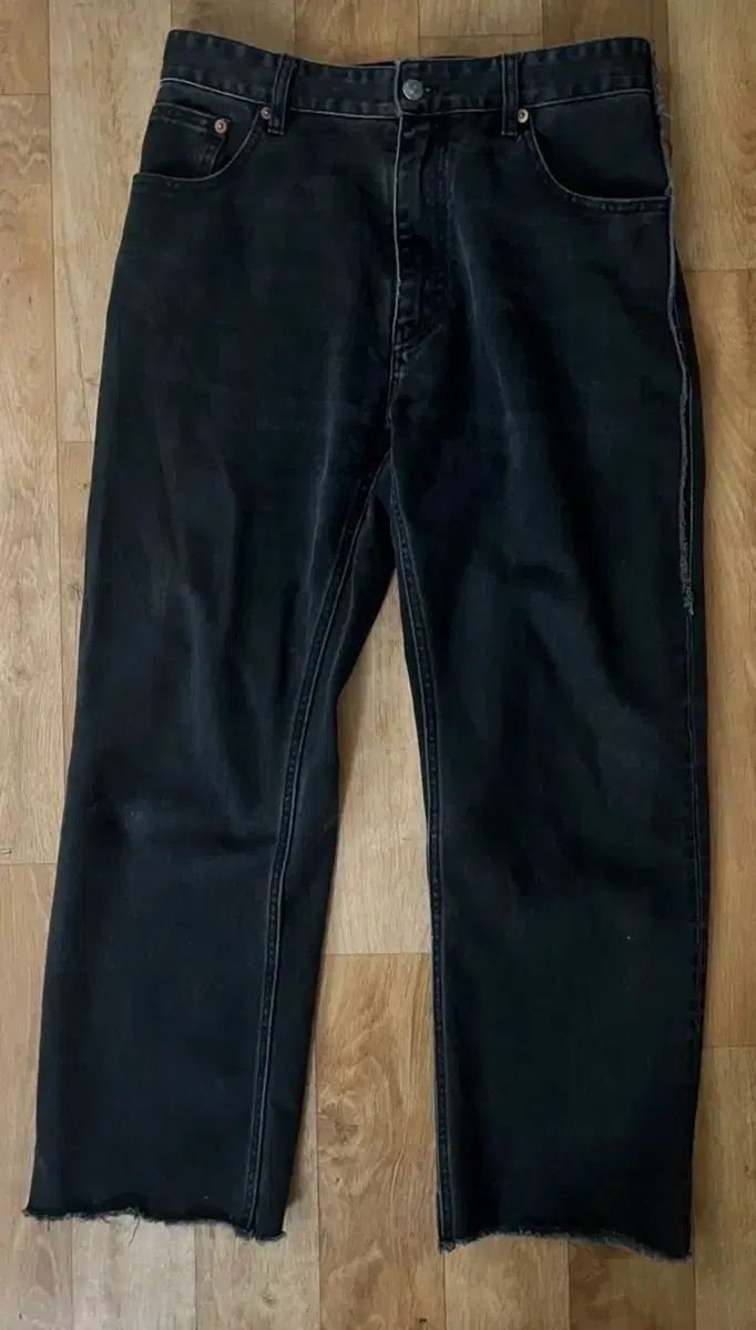 エムエムシックス メゾン マルジェラ ブラック デニム ワイド カッティング