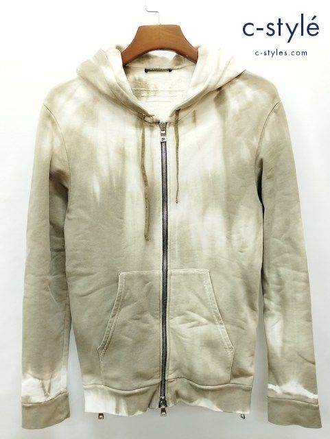 L 764 BALMAIN バルマン BHR C-S HOODIE TIE DYE パーカー XS ベージュ系