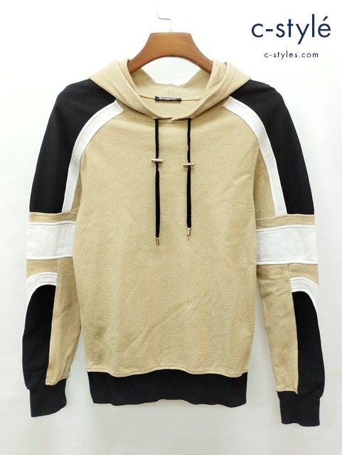 L 776 BALMAIN バルマン BHR C S PULL HOODIE BI COLOR パーカー XS ベージュ
