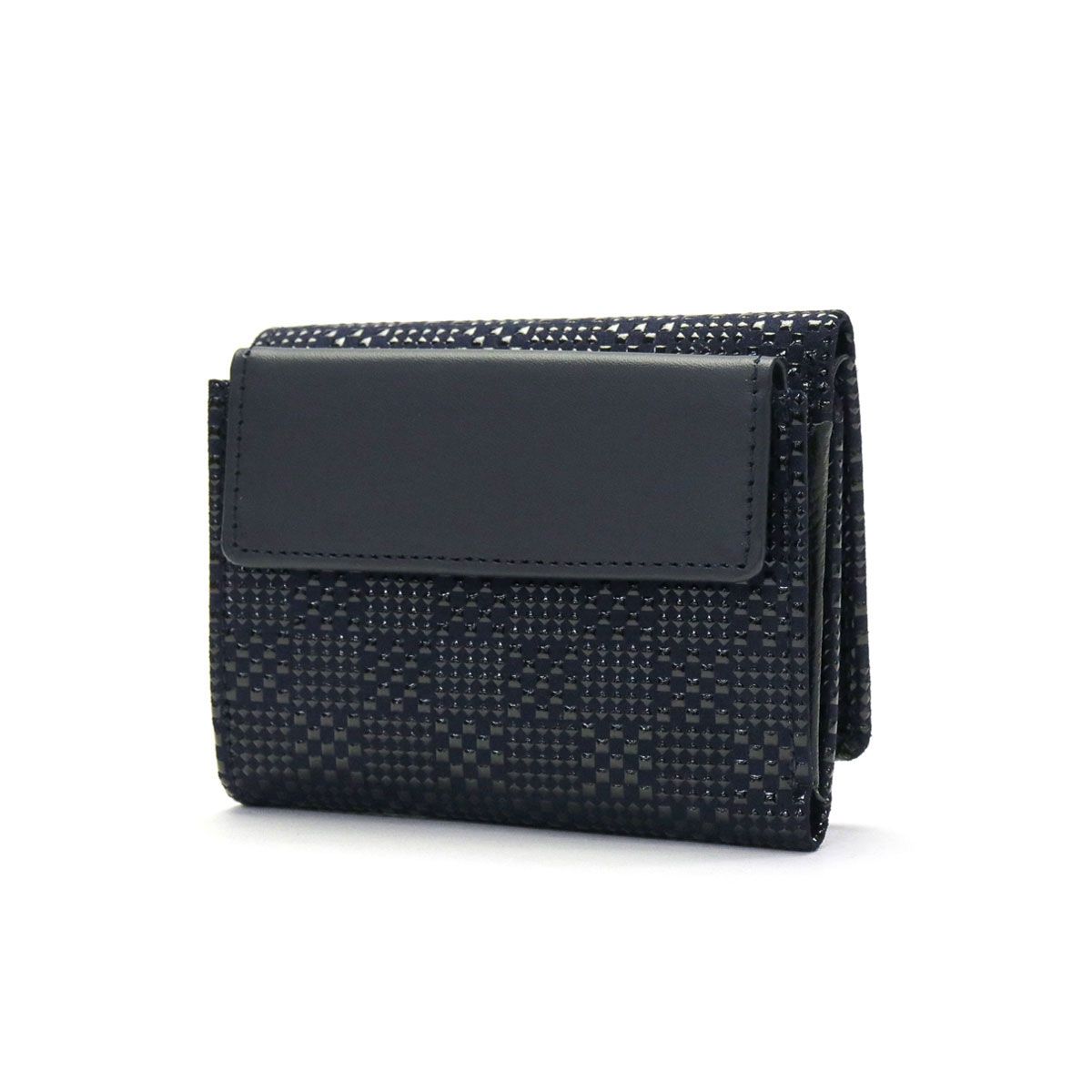 印傳屋 財布 印伝 インデンヤ INDEN YA 札入N 三つ折り財布 三つ折り 軽量 レディース メンズ 和小物 本革 漆 2218 変わり市松小 紺x黒