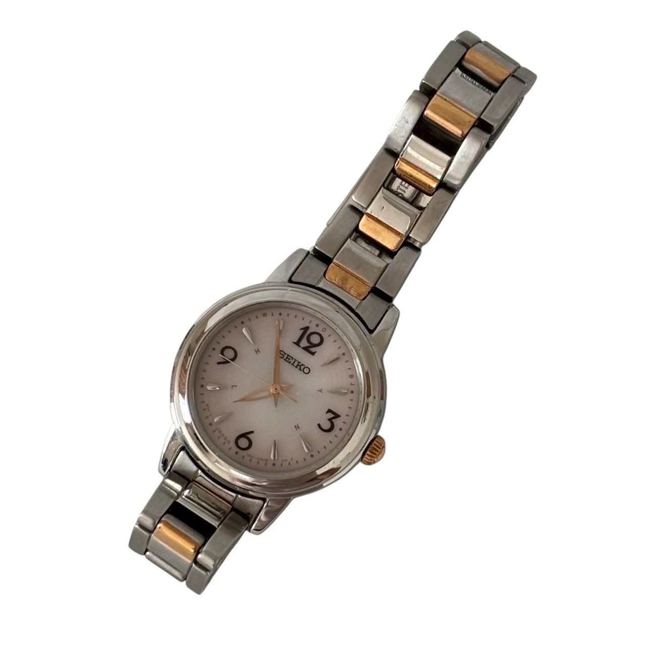 [Working Product] SEIKO Seiko 1B21-0AD0 Watch Watch Accessory Accessory Analog Radio Wave Solar Stainless Steel Silver Gold