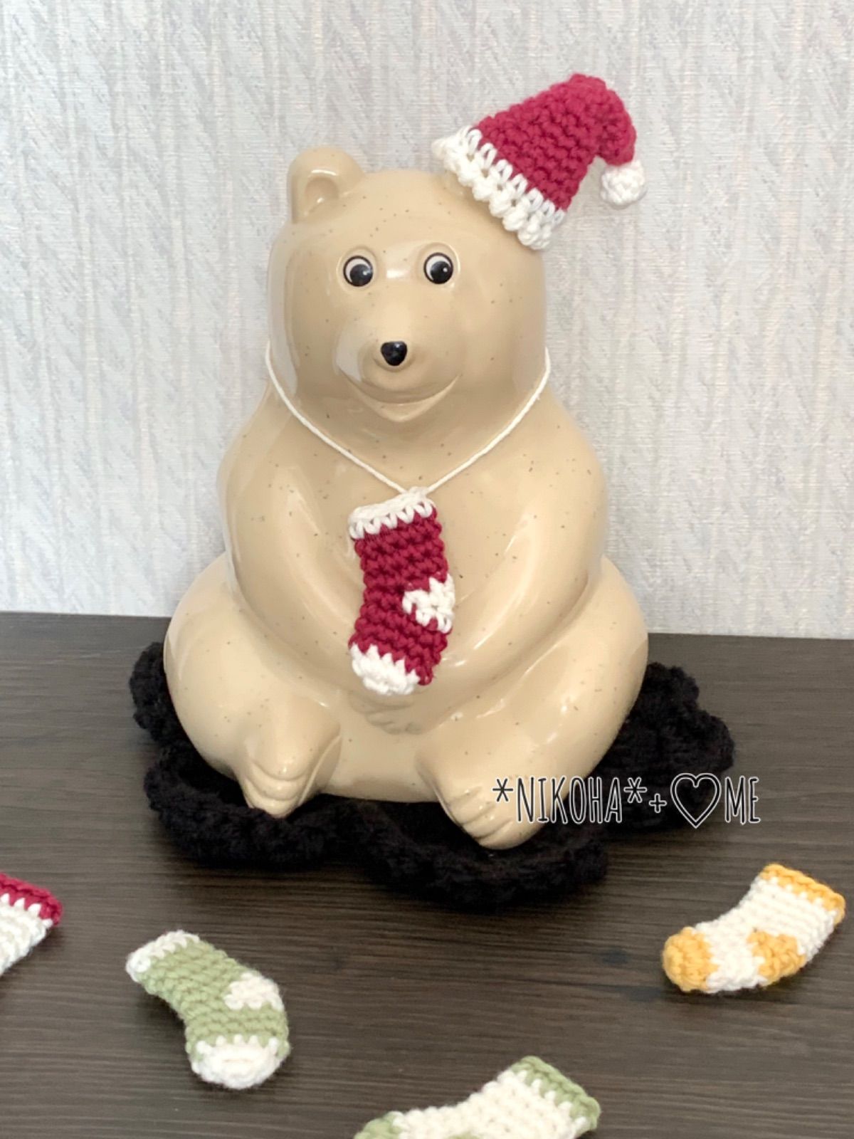 ☆しろくま貯金箱 着せ替え サンタ帽子 ☆ 選べる オプション 靴下