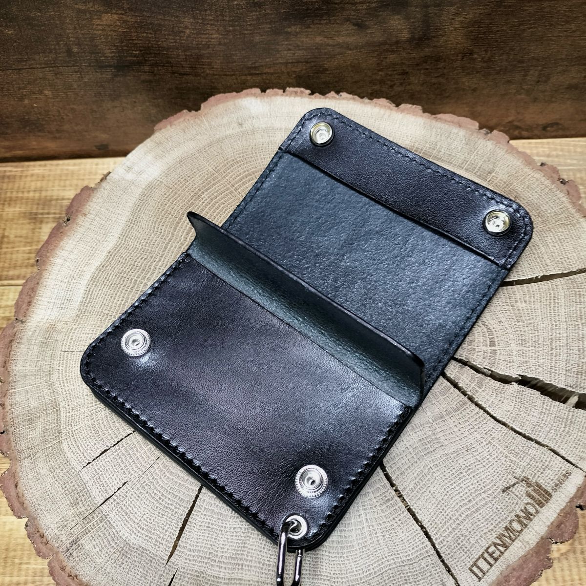 ショートトラッカーウォレット　クロコ本革　ハンドメイド トラッカーウォレット ショートタイプ クロコダイル・サドルレザー