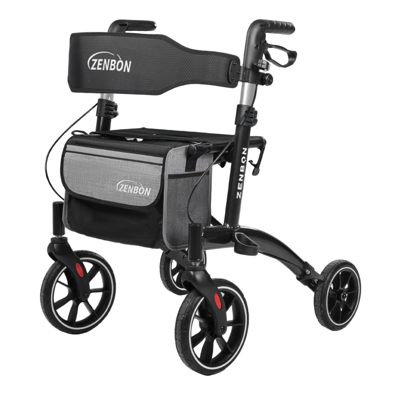 耐荷重150 kg 座れる 折り畳み式 屋外 高さ調節可 ブレーキロック機能付き 室内 取り外せるバッグ付き 超軽量アルミ製 杖ホルダー付き 手押し車 高齢者用 老人 シルバーカー 四輪歩行車 歩行補助 歩行器 介護用