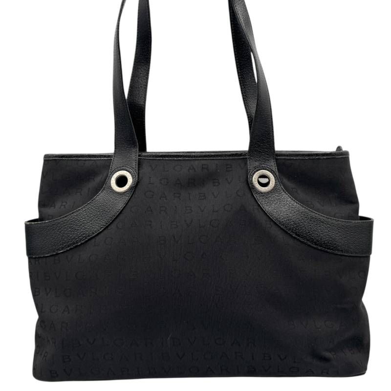 BVLGARI　ブルガリ　レザー　トートバック　ブラック　ロゴ　保存袋付き BVLGARI（ブルガリ） ロゴマニア トートバッグ ブラック キャンバス