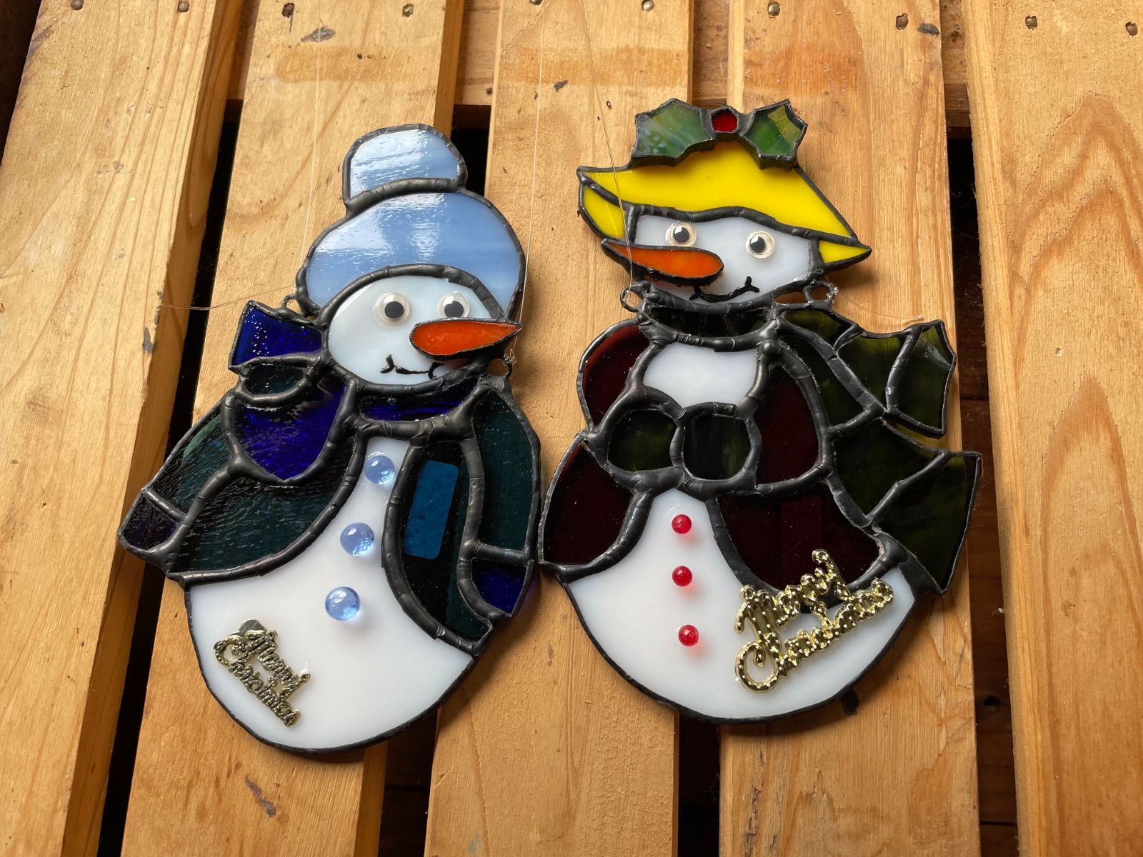 クリスマス ステンドグラス man スノーマン グラスマスターズ社 クリスマス ステンドグラス Snowman スノーマン グラスマスターズ社