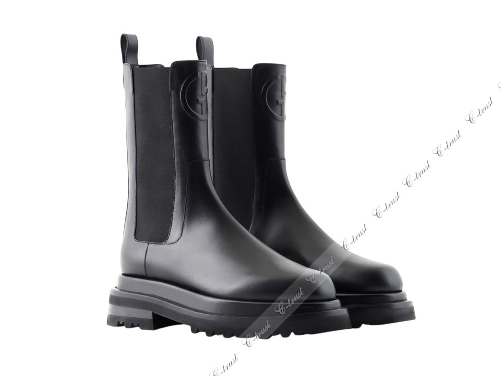 GIORGIO ARMANI ジョルジオ アルマーニ シューズ 靴 アンクル チェルシー ブーツ レディース GA イタリア製 ブラック M 064-37