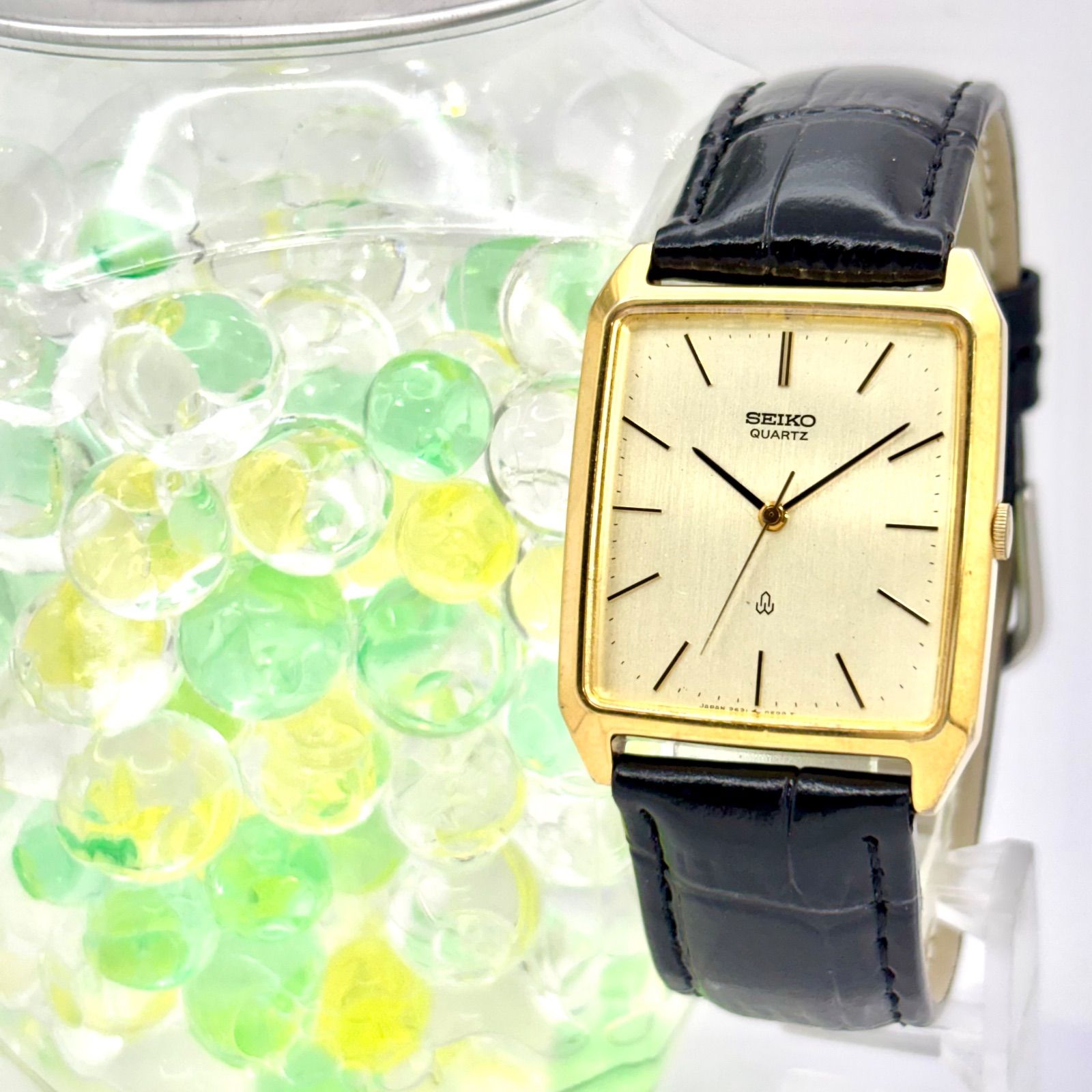 SEIKO レクタンギュラー 2トーン文字盤 ゴールド クォーツ 新品電池】SEIKO セイコー メンズ 腕時計 レクタンギュラー ゴールド