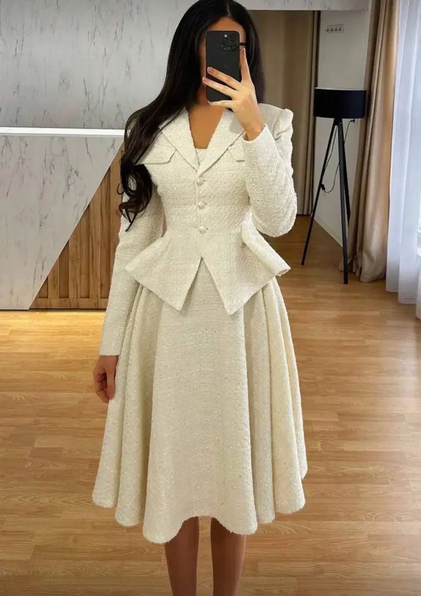  ツイード ツーピース セットアップ アイボリー スカート スーツ その他 ビジネススーツ