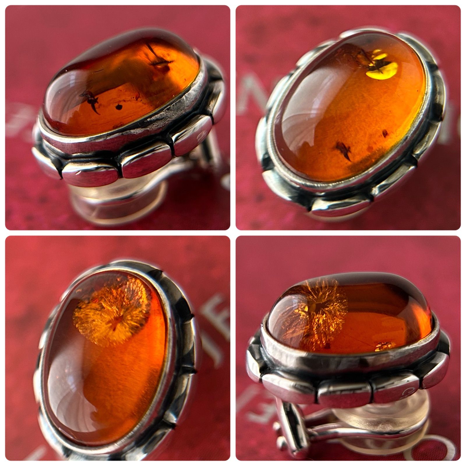 ジョージジェンセン イヤリング 2001 アンバー 琥珀 925 Georg Jensen