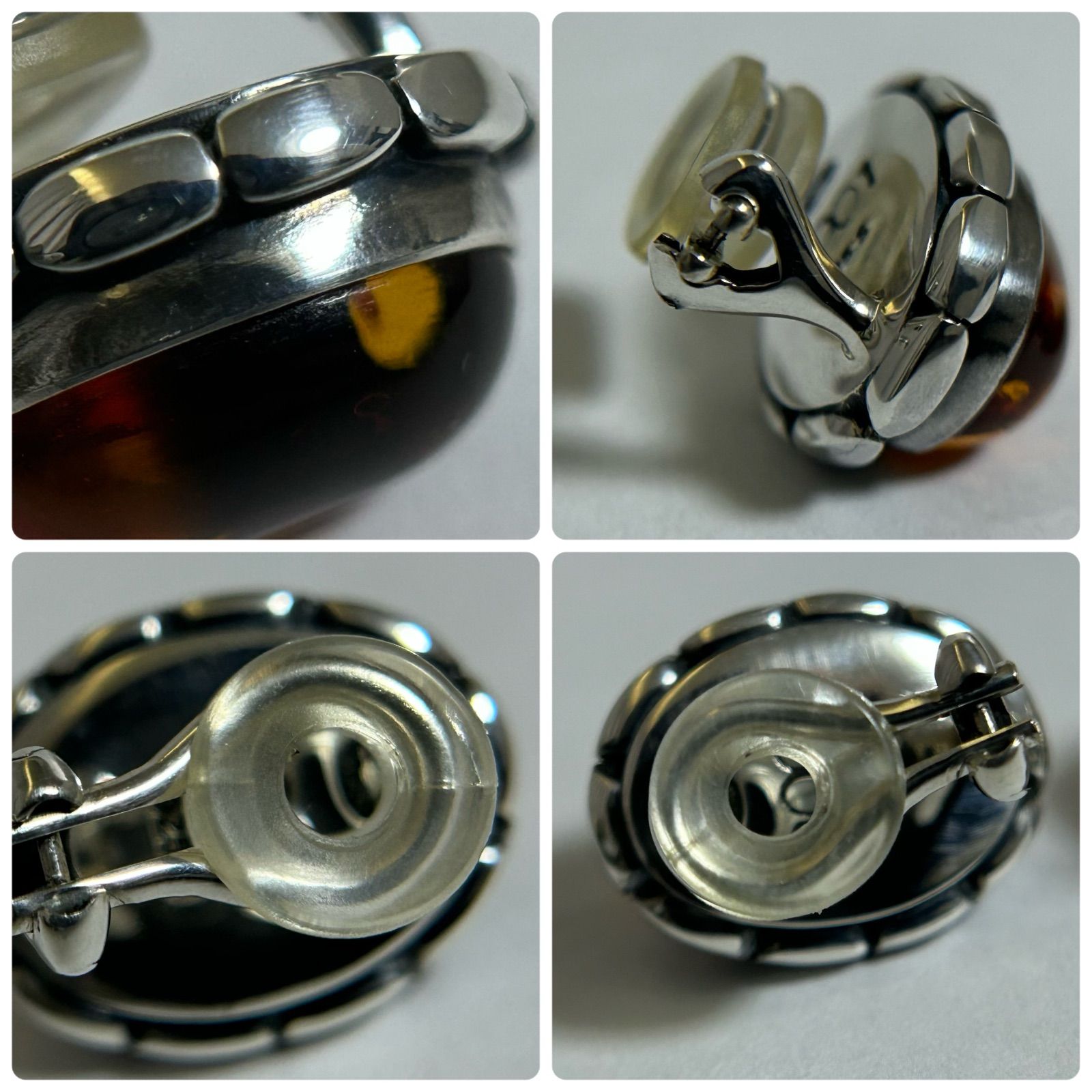 ジョージジェンセン イヤリング 2001 アンバー 琥珀 925 Georg Jensen