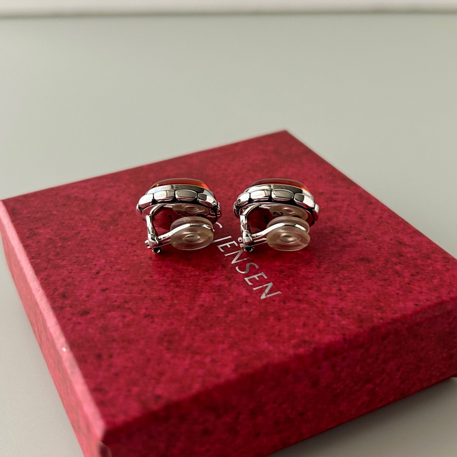 ジョージジェンセン イヤリング 2001 アンバー 琥珀 925 Georg Jensen