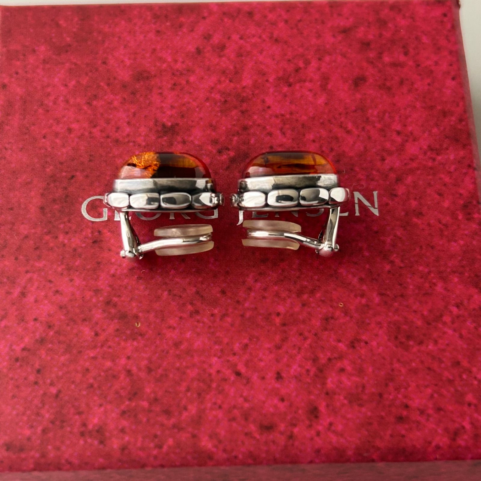 ジョージジェンセン イヤリング 2001 アンバー 琥珀 925 Georg Jensen