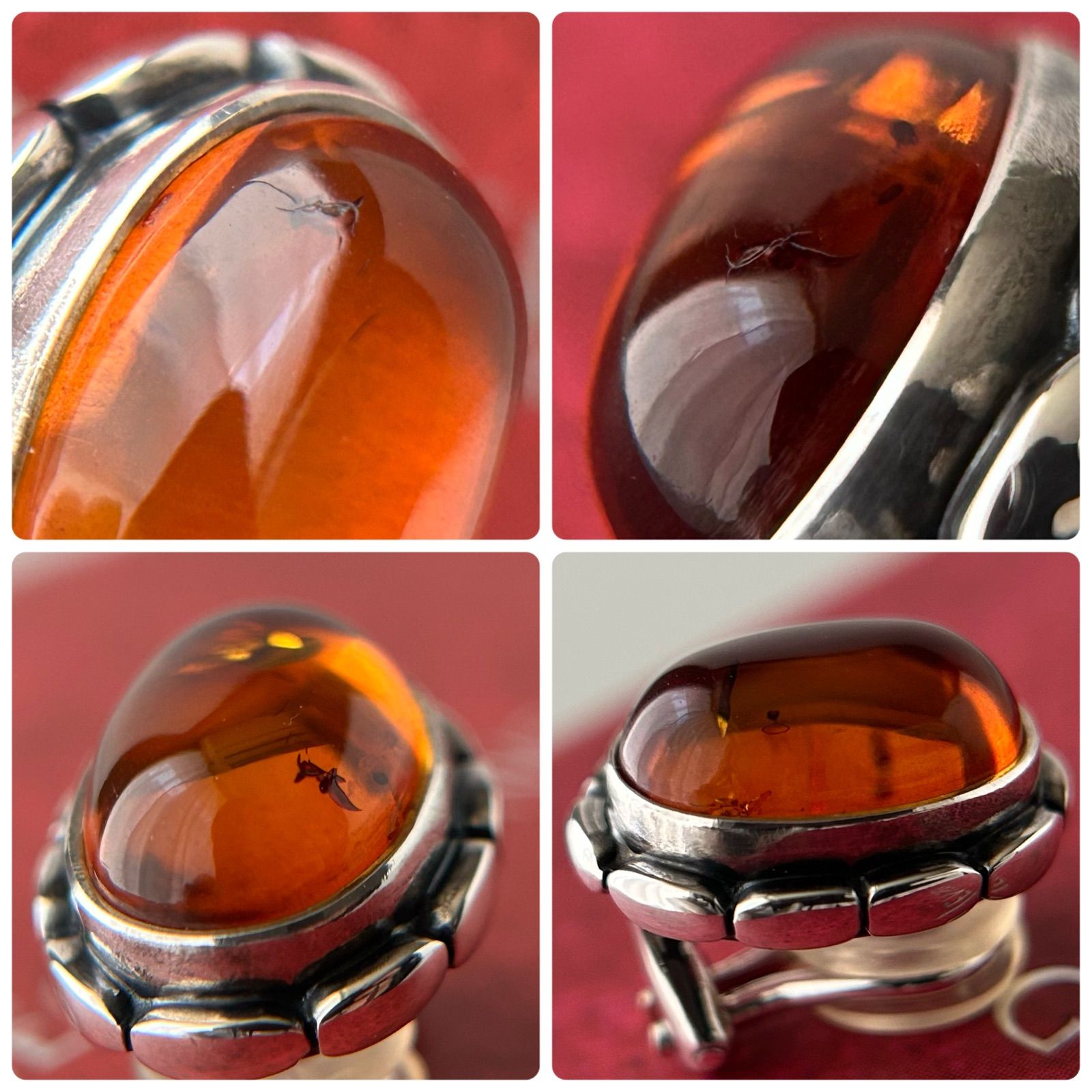 ジョージジェンセン イヤリング 2001 アンバー 琥珀 925 Georg Jensen