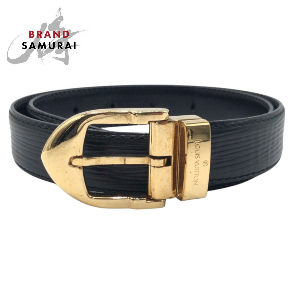 LOUIS VUITTON ルイヴィトン エピ サンチュール 85 cm 34インチ ブラック 黒 ゴールド レザー メタル M 6832 ベルト 男女兼用 メンズ 506646