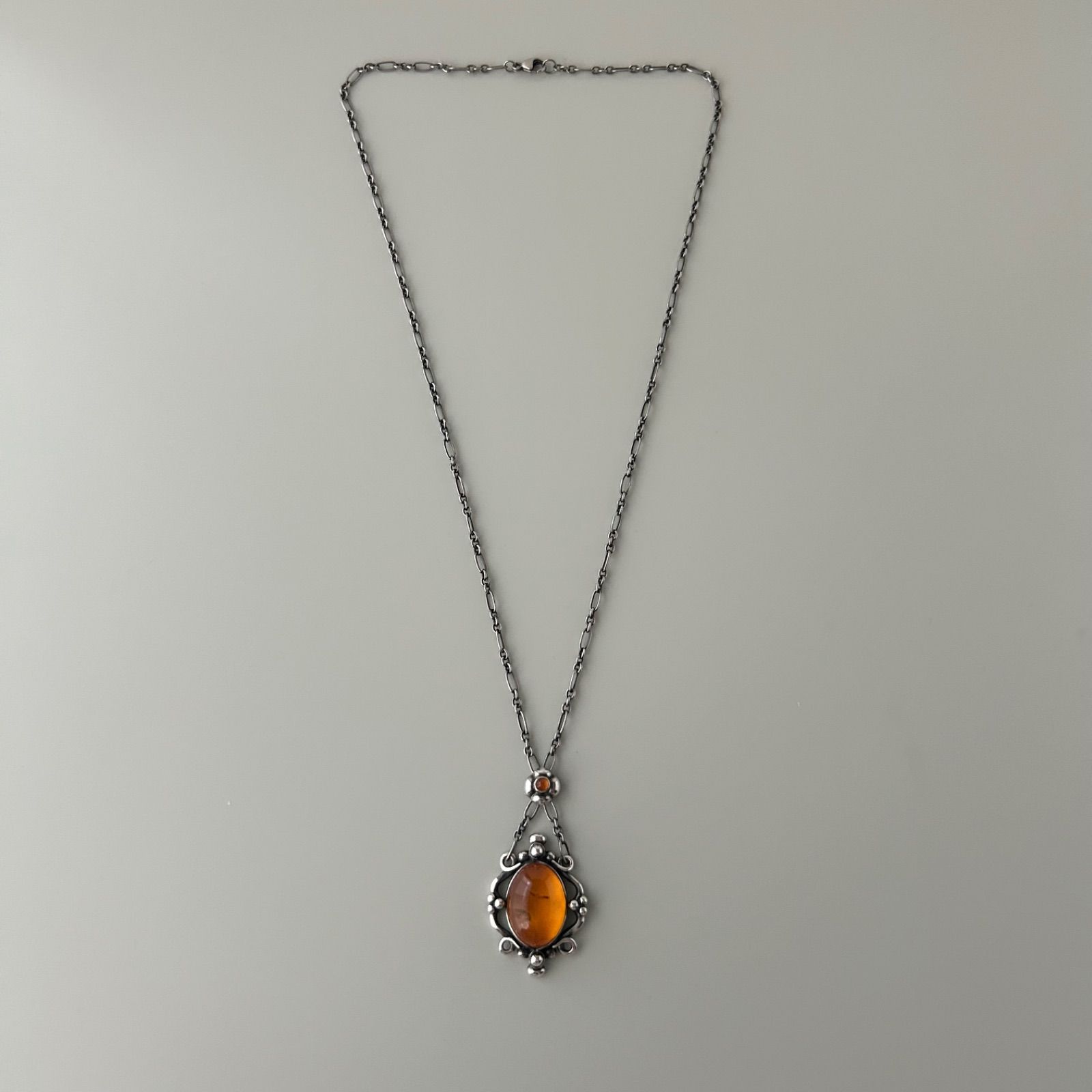 ジョージジェンセン ネックレス ペンダント 琥珀 アンバー 51 Silver 925 Georg Jensen