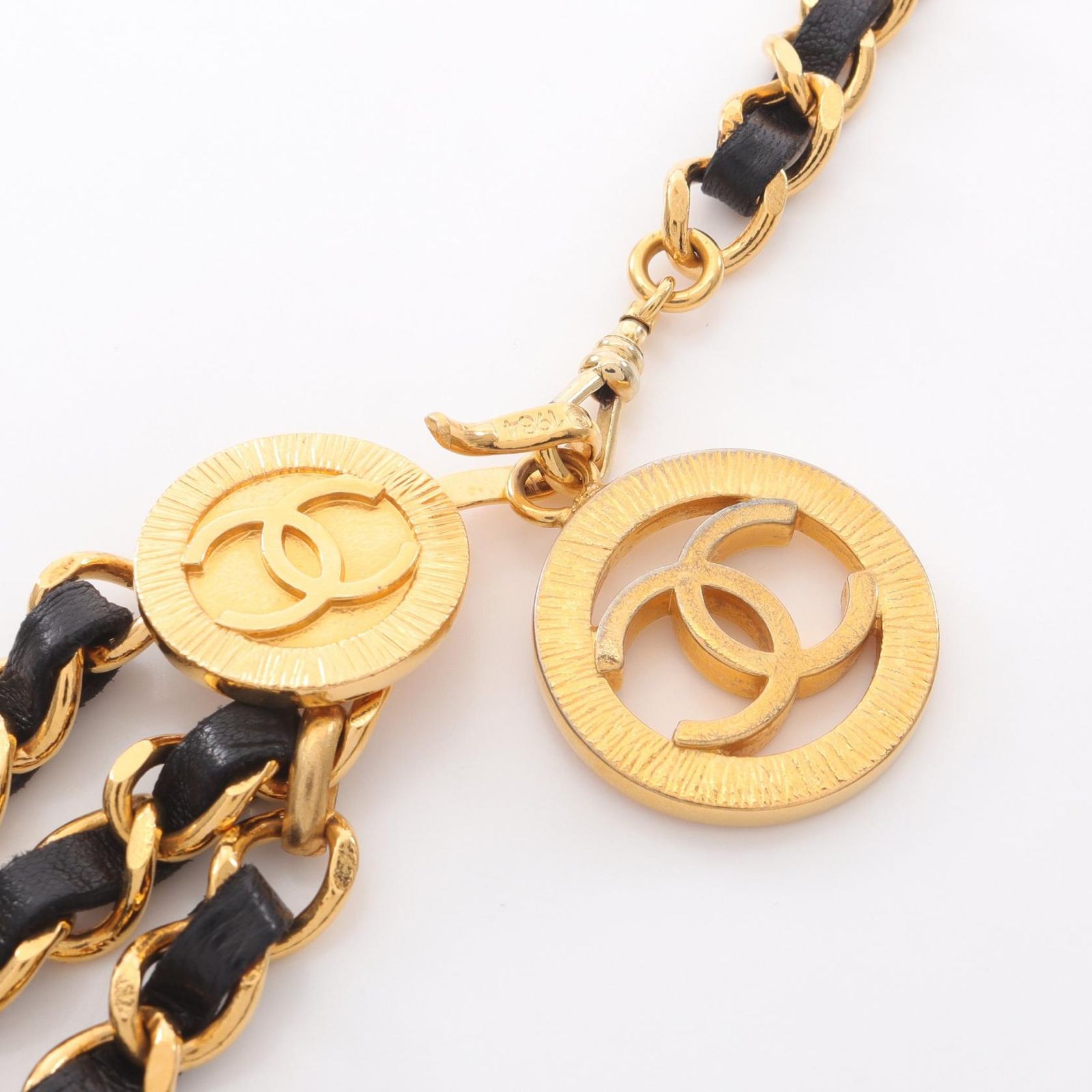 シャネル CHANEL ベルト ココマーク チェーンベルト レザー ヴィンテージ レディース A