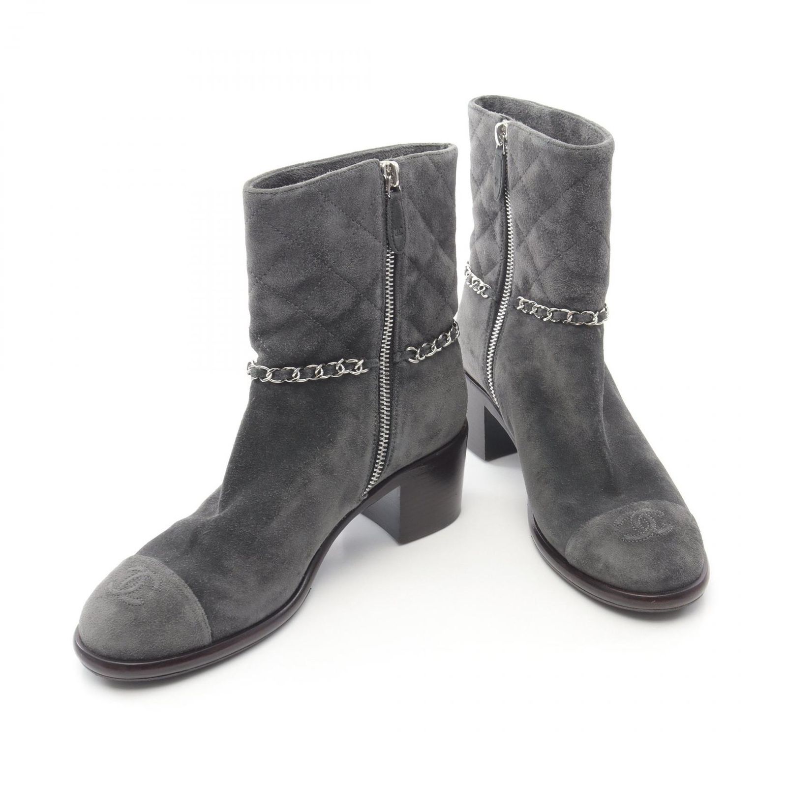  シャネル CHANEL ブーツ ココマーク マトラッセ G 35091 グレー スウェード ショートブーツ レディース B その他 ブーツ