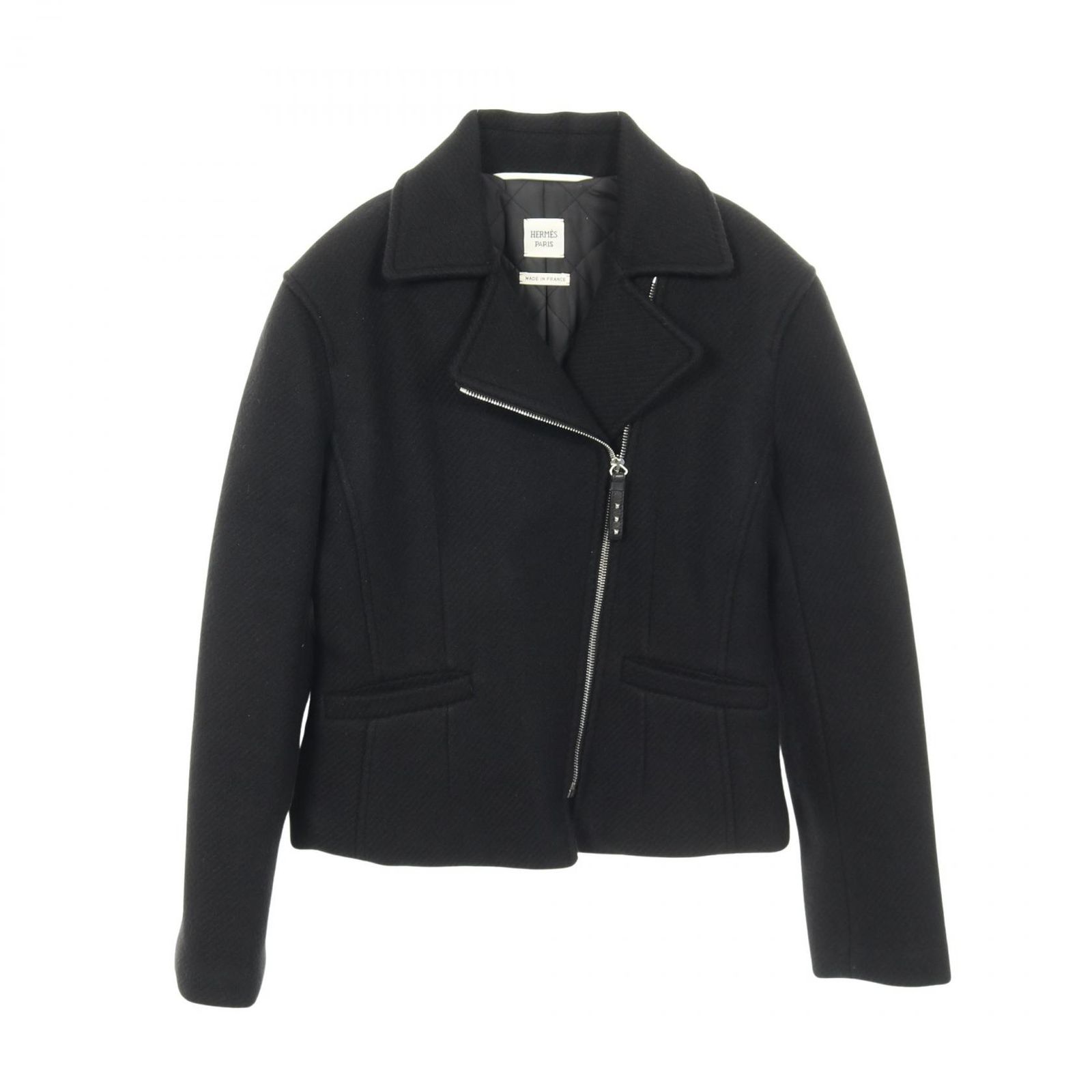 エルメス HERMES ライダースジャケット カシミヤ レディース A