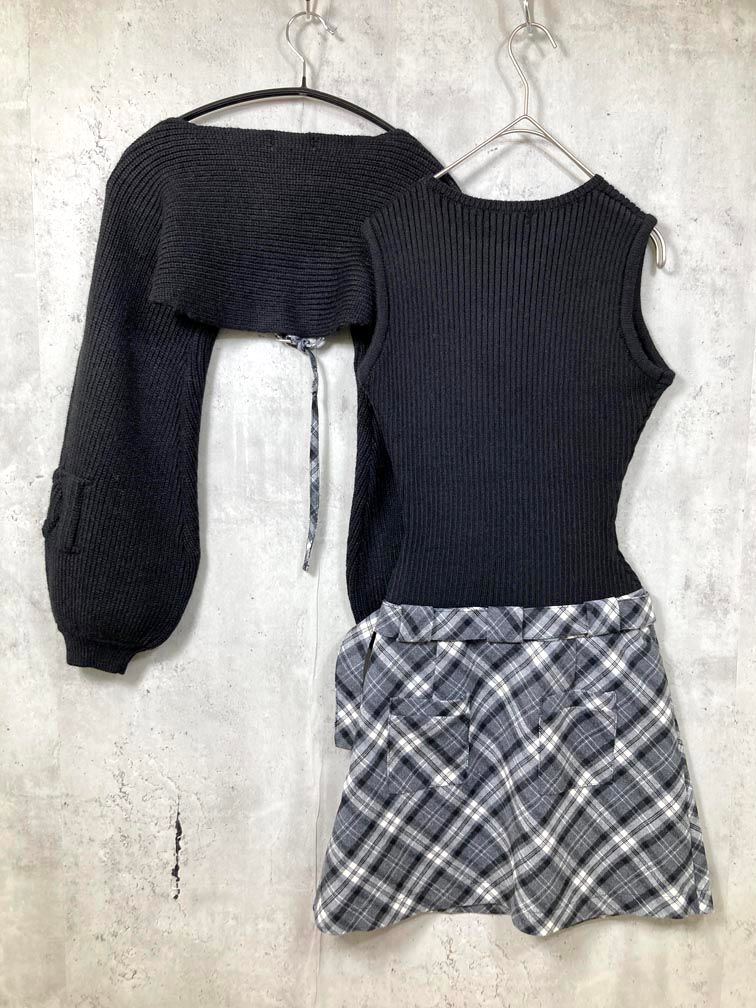 Darich ダーリッチ 定価16500円 ドッキングミドルウエストニットミニ ワンピース sizeL 黒 レディース