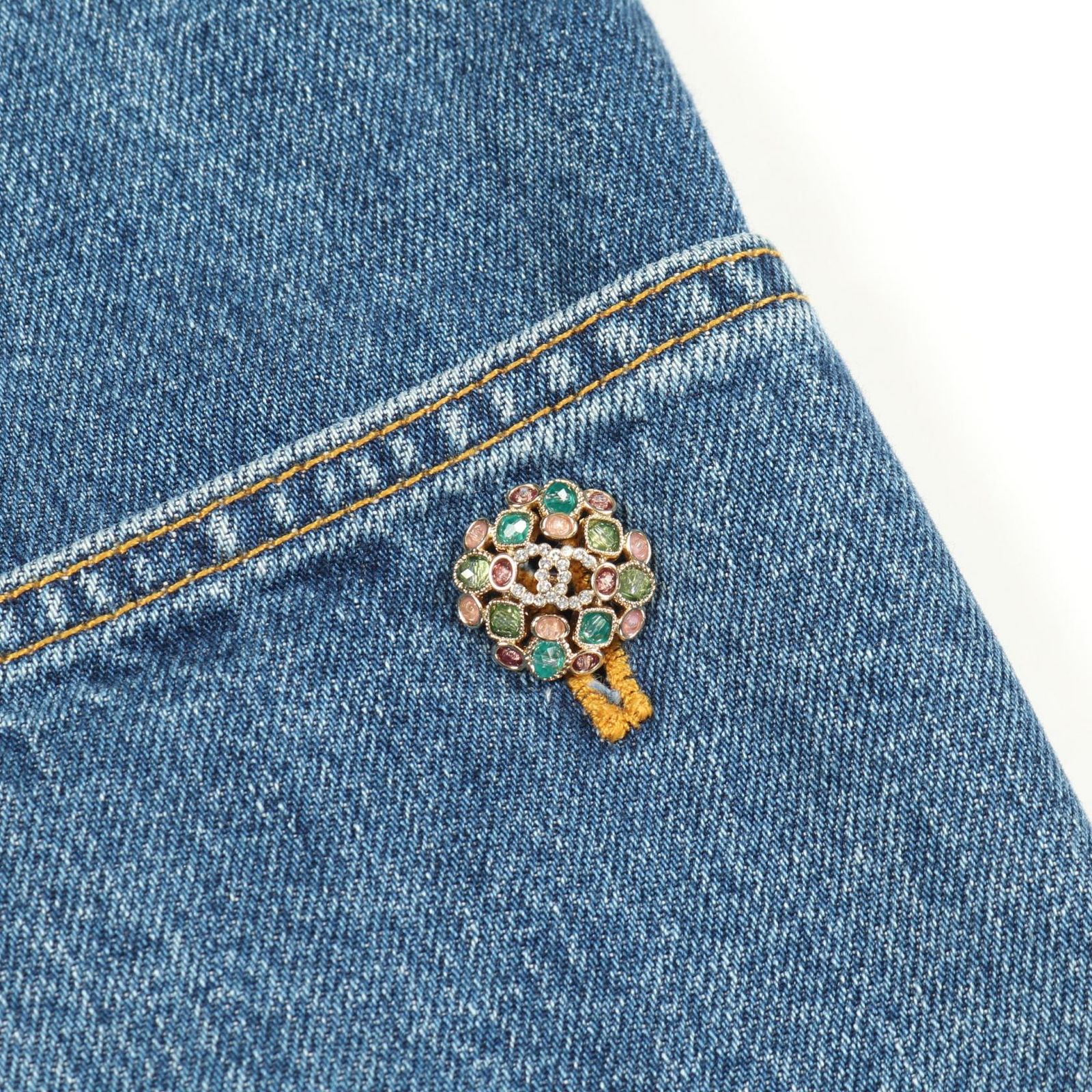  シャネル CHANEL デニムパンツ ココマーク ビジューボタン コットン レディース A その他 デニム ジーンズ