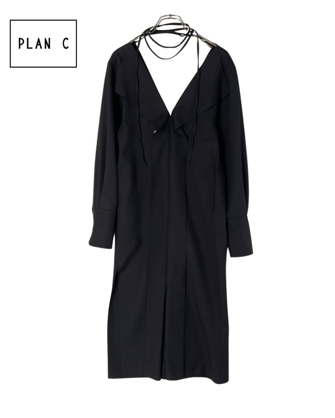 PLAN C プランシー ホルターネックオープンドレス ワンピース 40 ブラック げ交渉