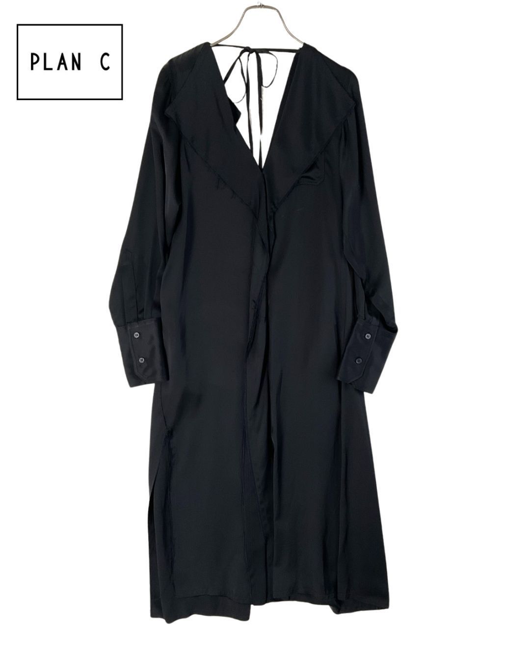 PLAN C プランシー レーヨンドレープドレス ワンピ 38 ブラック げ交渉