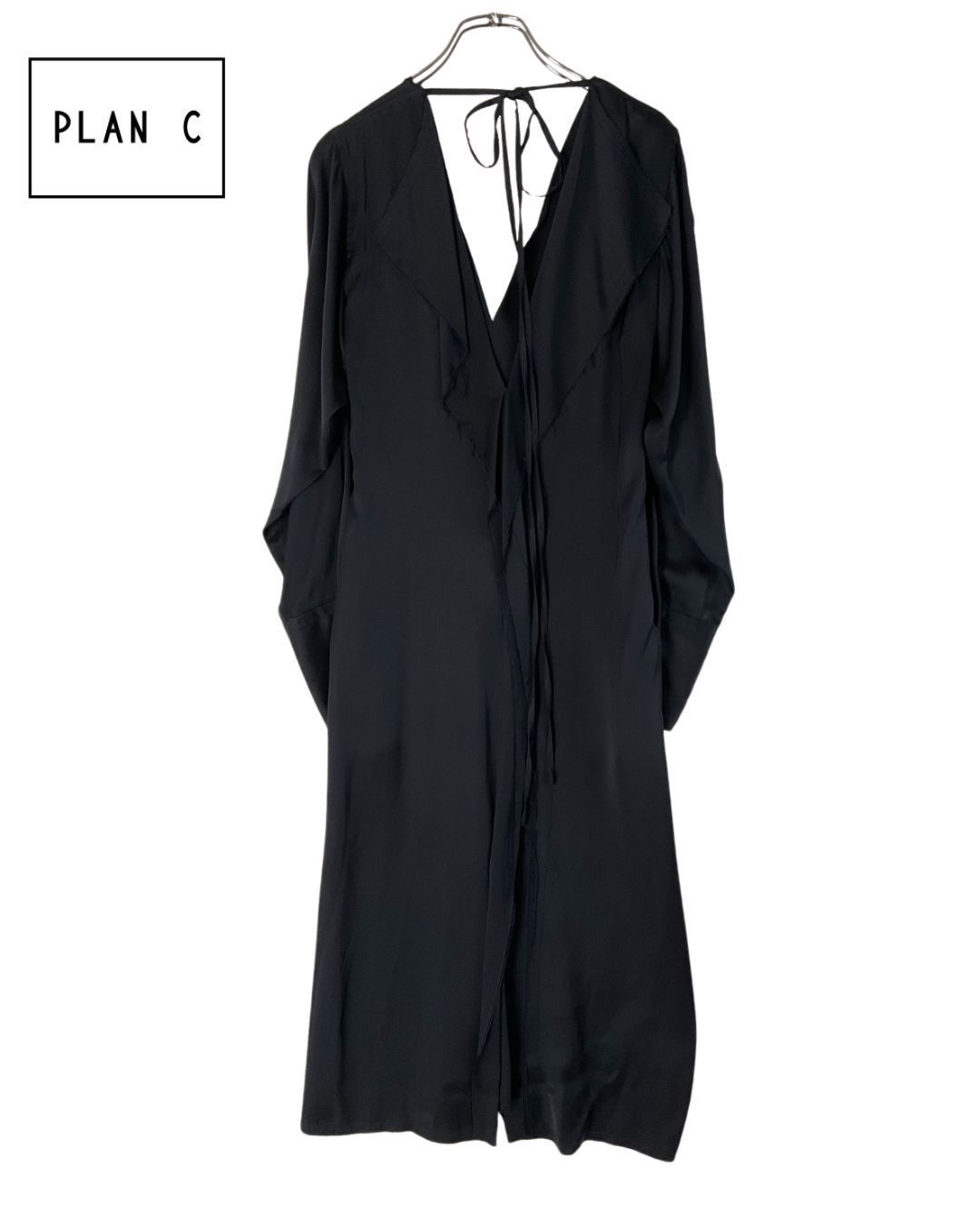 PLAN C プランシー レーヨンドレープドレス ワンピ 38 ブラック げ交渉