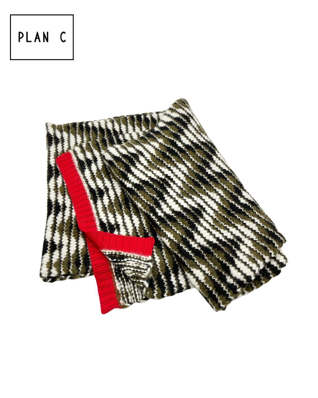 PLAN C プランシー カシミア混アルパカウールマフラー ブラック カーキ ホワイト げ交渉