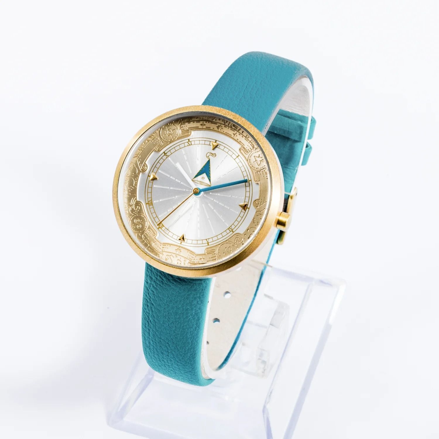 ココ モデル 腕時計 とんがり帽子のアトリエ デザイン レディースウォッチ ゴールドケース ターコイズレザーベルト 上品で幻想的なデザイン ギフトにも 管理番号 947