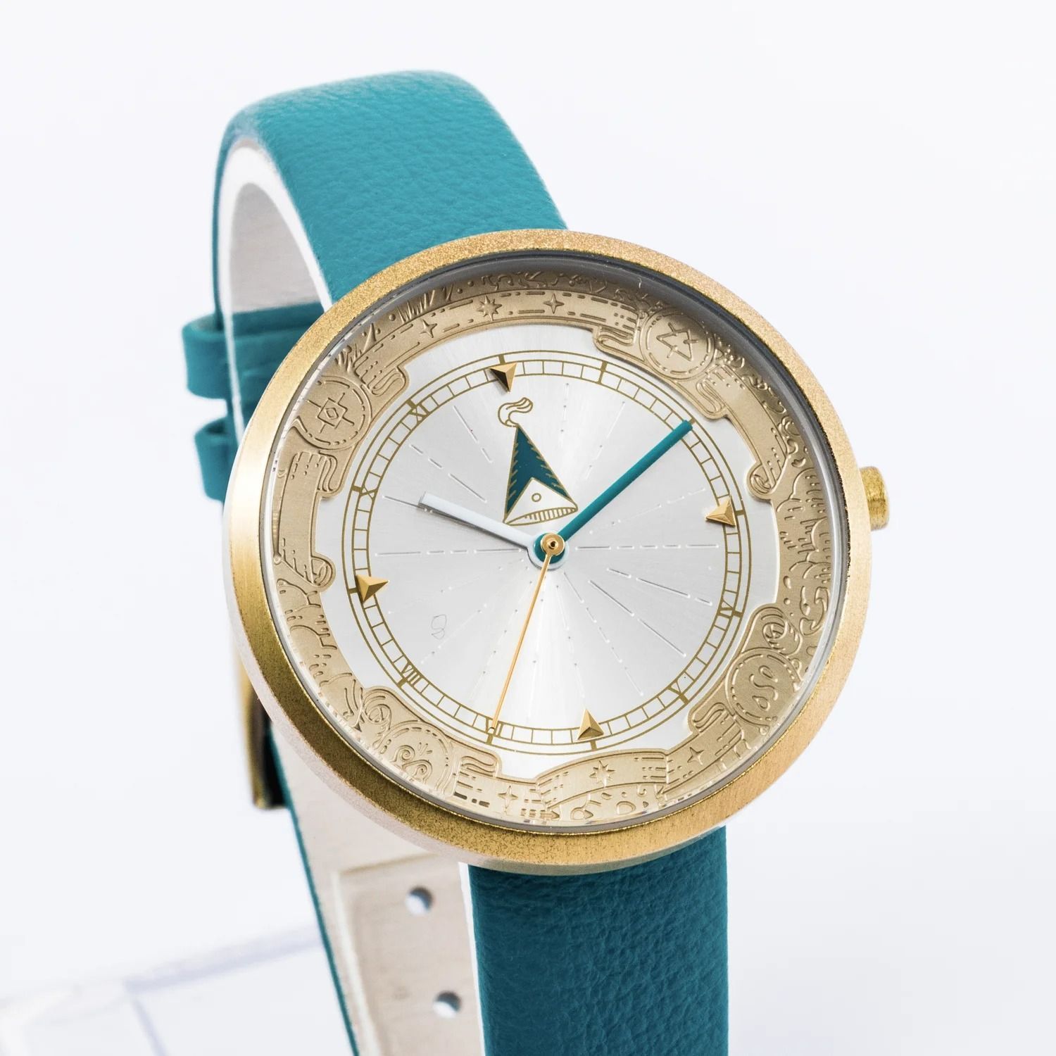 ココ モデル 腕時計 とんがり帽子のアトリエ デザイン レディースウォッチ ゴールドケース×ターコイズレザーベルト 上品で幻想的なデザイン ギフトにも 管理番号 947
