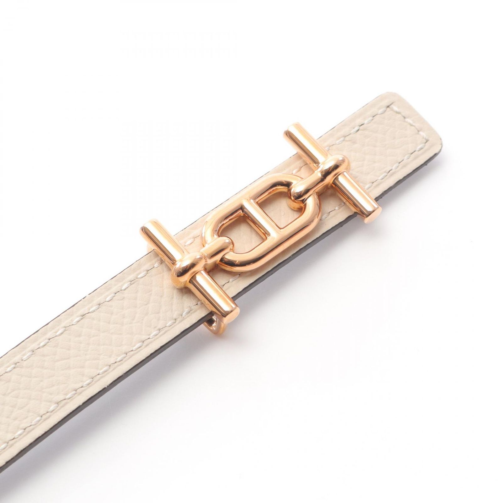 エルメス HERMES ベルト アンクル クレxブラック レザー カーフ 牛革 ベルトバックル 13 レディース A