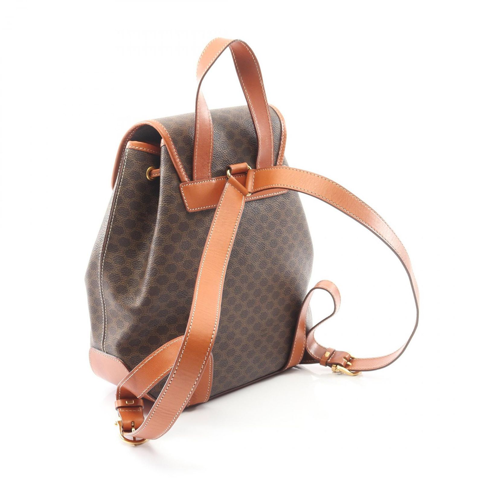 セリーヌ CELINE リュックサック バックパック マカダム ダークブラウン ブラウン PVCコーティングキャンバス レザー レディース A