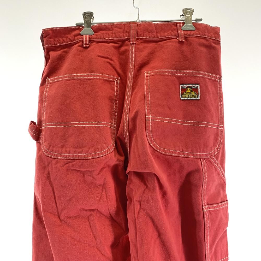 90s BEN DAVIS ペインターパンツ サイズL レッド ベンデイビス[17