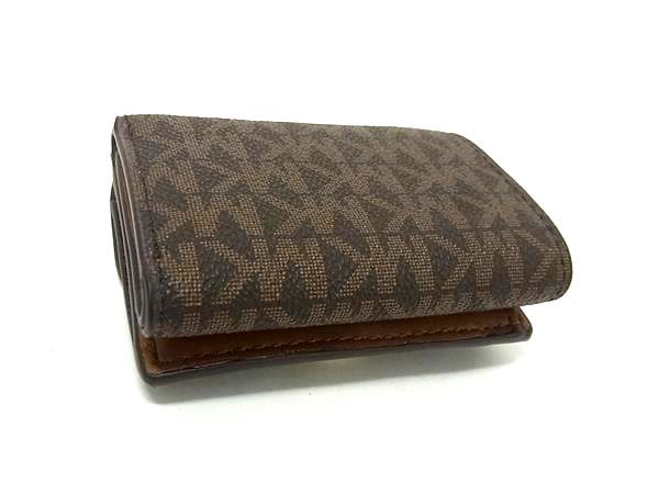 MICHAEL KORS マイケルコース PVC×レザー 三つ折り 財布 ウォレット 札入れ 小銭入れ レディース ブラウン系 FS 7357