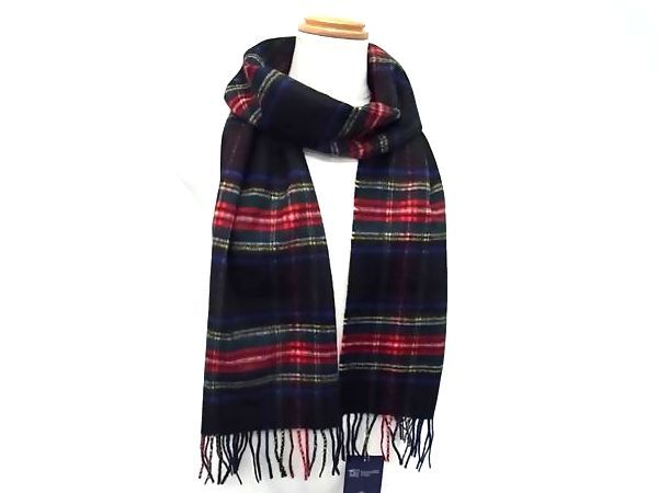 Johnstons of Elgin ジョンストンズ オブ エルガン フリンジ カシミヤ100％ マフラー ストール ブラック系 FL 7577