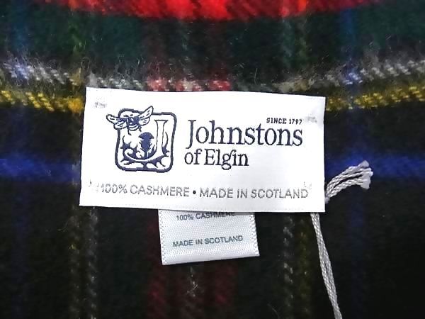  Johnstons of Elgin ジョンストンズ オブ エルガン フリンジ カシミヤ100％ マフラー ストール ブラック系 FL 7577 マフラー 小物