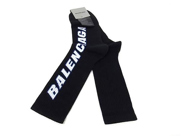 バレンシアガ コットン71％×ナイロン26％ ソックス 靴下 表記サイズ L ブラック系×ホワイト系 FU 6884