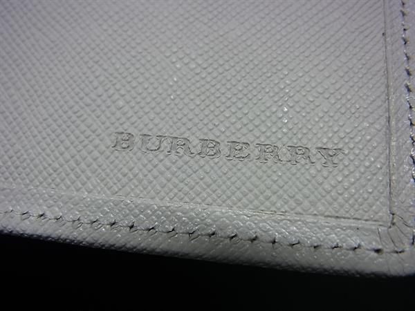  バーバリー ナイロンキャンバス×レザー チェック柄 三つ折り 長財布 札入れ 小銭入れ アイボリー系 GA 6543 二つ折り財布 折り財布