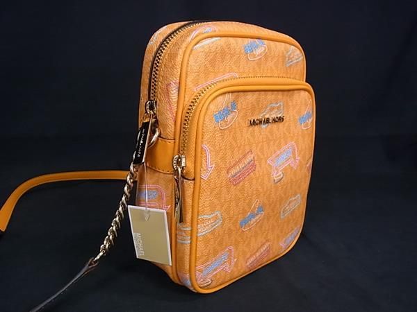 MICHAEL KORS マイケルコース JET SET TRAVEL MK柄 PVC ショルダーバッグ 斜め掛け オレンジ系 BP 6393