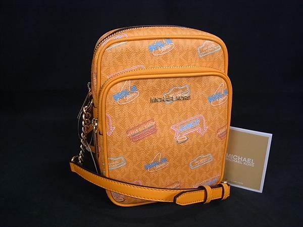 MICHAEL KORS マイケルコース JET SET TRAVEL MK柄 PVC ショルダーバッグ 斜め掛け オレンジ系 BP 6393