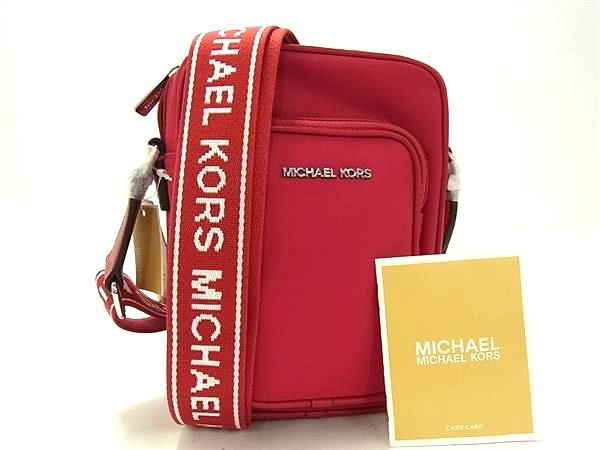 MICHAEL KORS マイケルコース KHAI ナイロン ショルダーバッグ 斜め掛けかばん レッド系 BP 6398