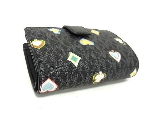 MICHAEL KORS マイケルコース JET SET TRAVEL MK柄 PVC 二つ折り 財布 ウォレット ブラック系 BP 6411