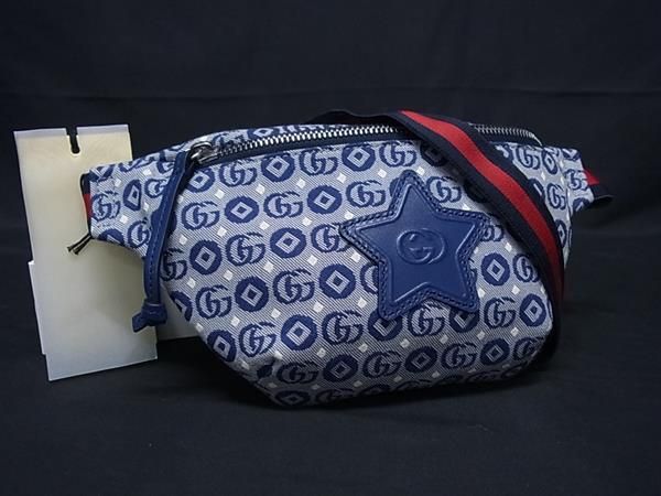 GUCCI グッチ チルドレンズ シェリーライン キャンバス ウエストバッグ ウエストポーチ ブルー系 BP 6471