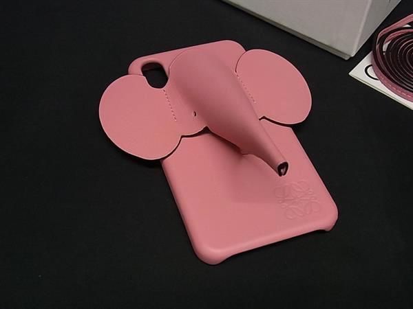 LOEWE ロエベ アナグラム レザー エレファント ゾウ iPhone X XS 対応 iPhoneケース スマホケース ピンク系 FQ 3491